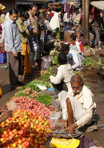 Food market in Benares, India